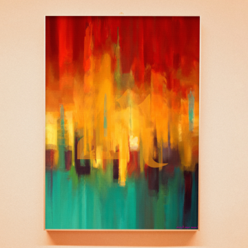 Red, Yellow, and Blue Abstract Oil Painting Printable Art