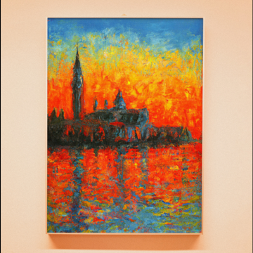 Sunset over the City and Sea in Europe Printable Art